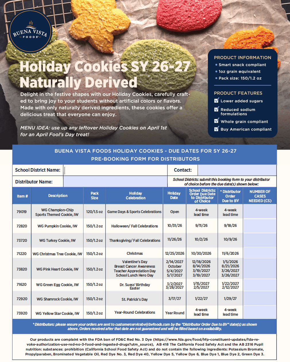 Cover for SY26-27 Holiday Cookie Sales Flyer 